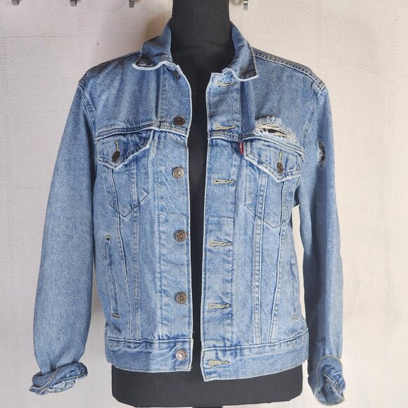 Levi's Jackets & Blazers - Levi Strauss Medium Wash Distressed Red Label Vintage Original Jean Jacket Sz S